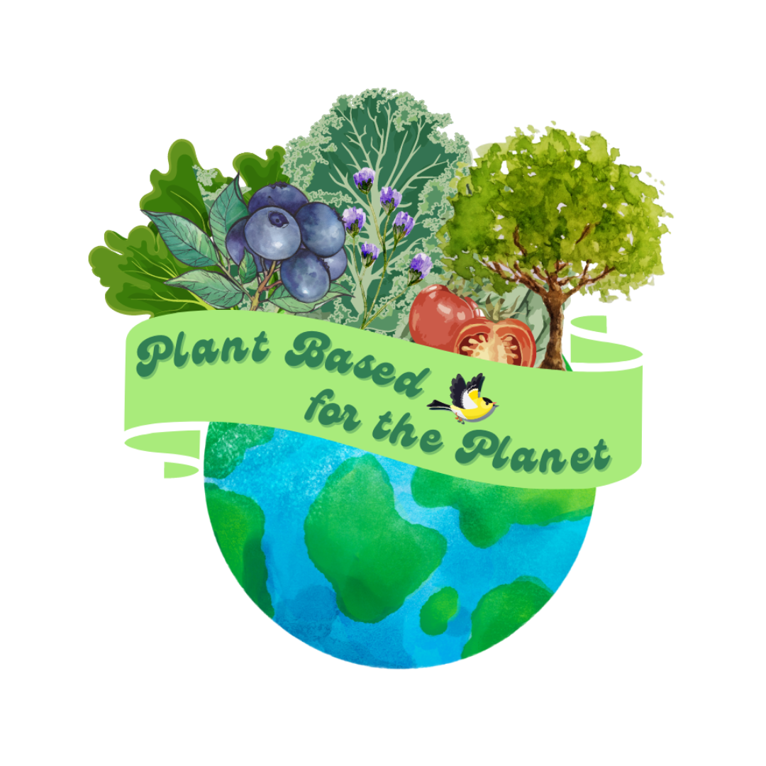 Montclair Plant Based for the Planet Logo, which is a globe topped with trees, fruit and vegetables.